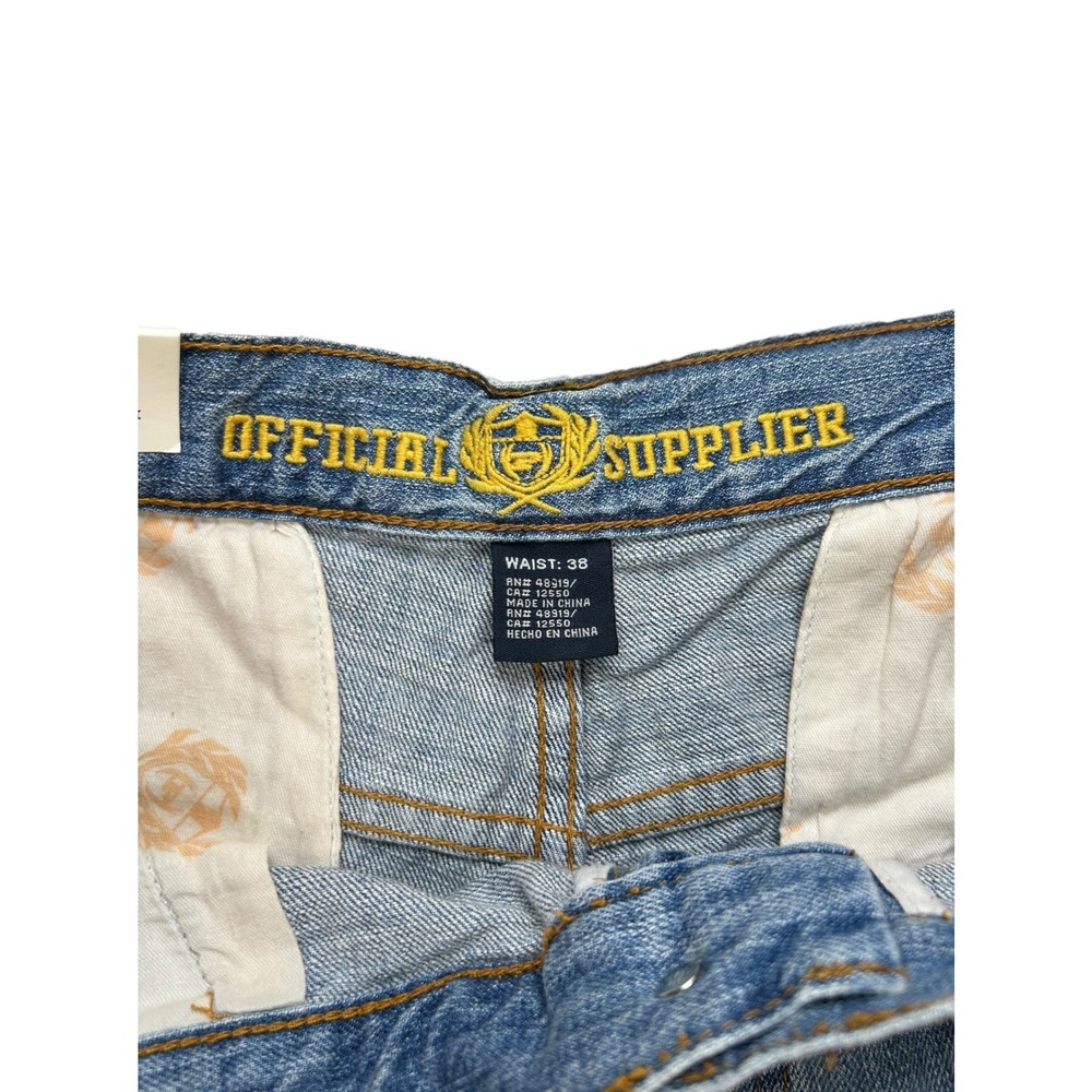 Phat Farm Legends Men 38 Blue Denim Cargo Shorts Baggy Y2K Streetwear NWT - Picture 2 of 10